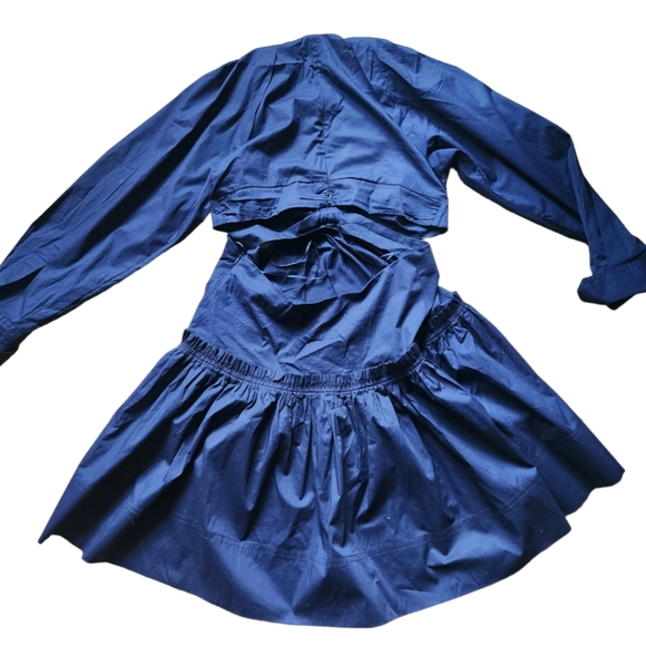 Jason Wu-Navy Blue Deep V/Cutout Detail/Long Sleeve Mini Dress M NWOT